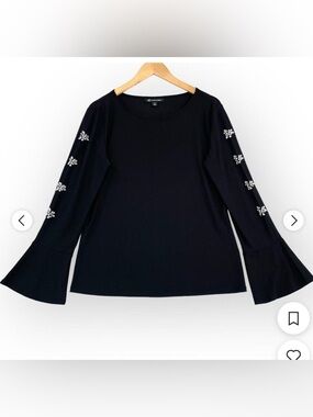 Elegant Black Embellished Women's Top